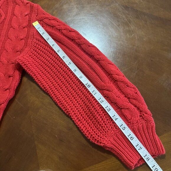 Urban Outfitters Cropped Cable Knit Sweater Women Sz XS V-neck Red Butto… - Picture 11 of 13